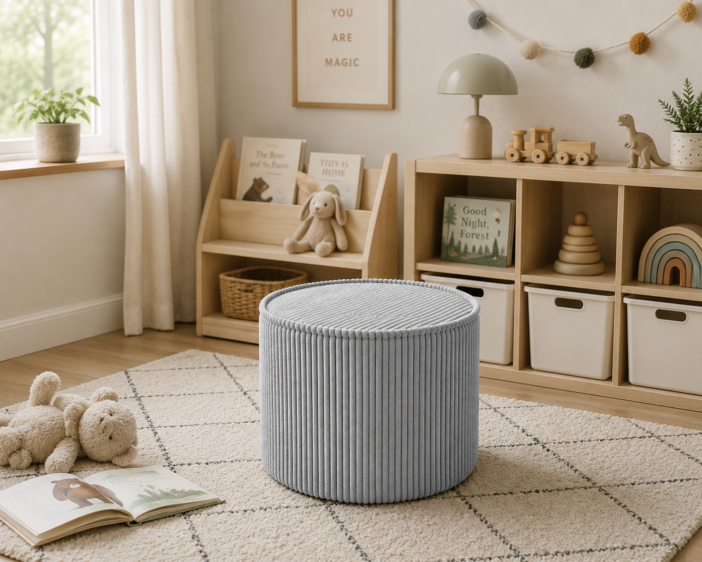 Plush Pouf - Ash Grey