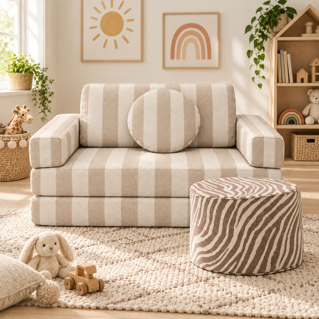 Toddler Modular Couch - Single Sofa - Sandy Stripes