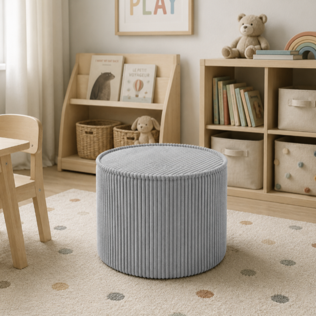Plush Pouf - Ash Grey